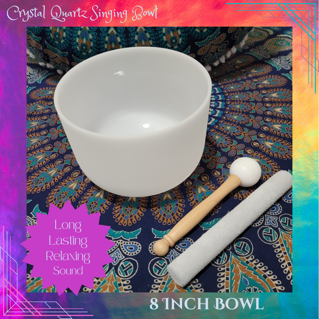 8 inch White Singing Bowl (432 hz, Note G)