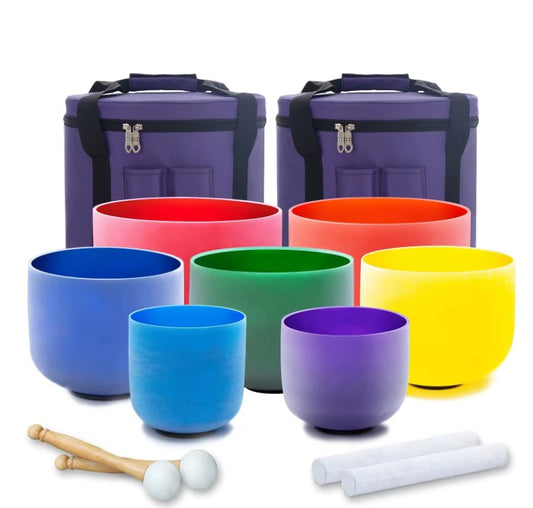 7 Bowl Set Rainbow Singing Bowl (432 hz, 8-14 inch)